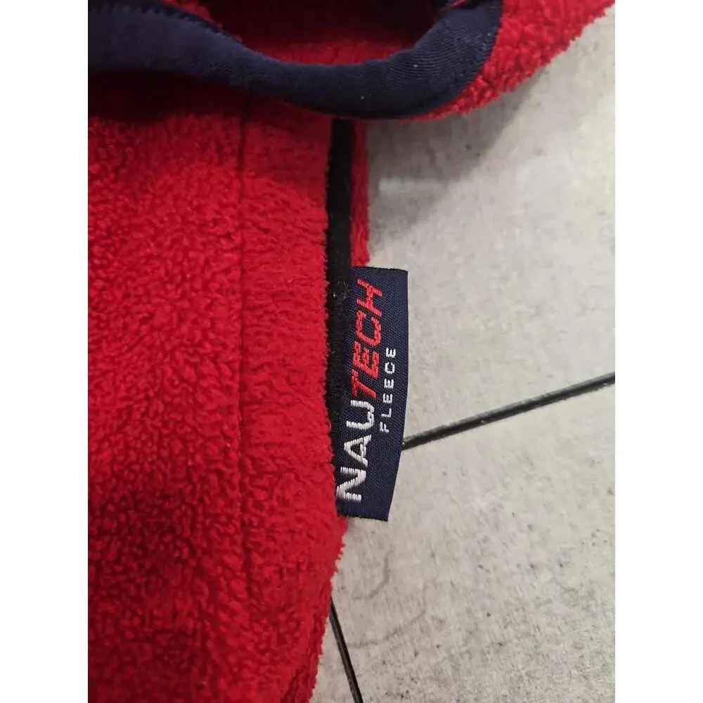 Vintage Nautica Nautech Fleece Pullover Jacket XL USA‎ Red